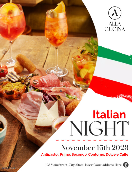 minimal elegant italian restaurant flyer Template | PosterMyWall