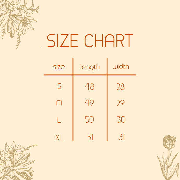 Minimal Elegant Size Chart Template PosterMyWall