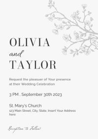 minimal elegant wedding invitation template A6
