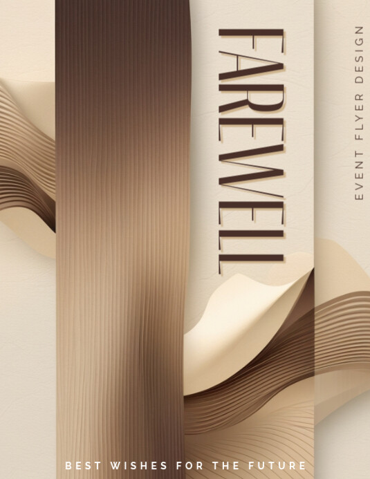 Minimal Farewell Card Flyer Background – Neutral Gradient Editable Frame Folheto (US Letter) template