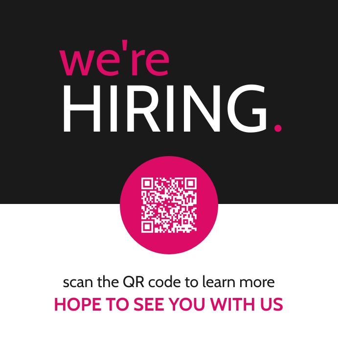 Copy of minimal hiring sticker qr code template desig | PosterMyWall