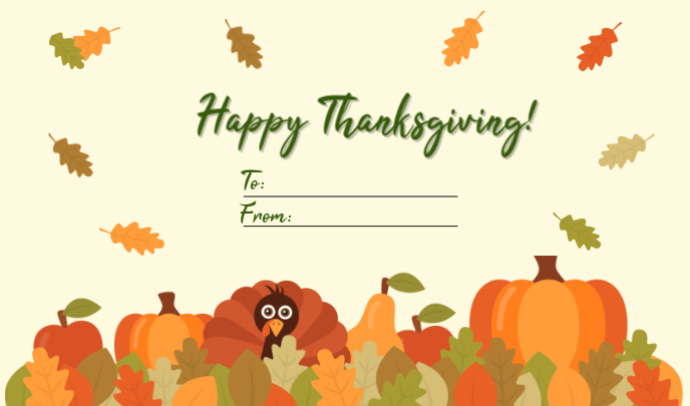 minimal illustrative happy thanksgiving card tags Template | PosterMyWall