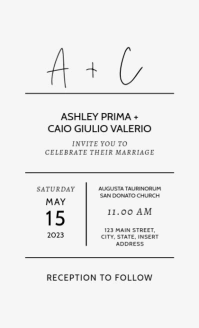 Minimal modern black and white wedding invita US Legal template