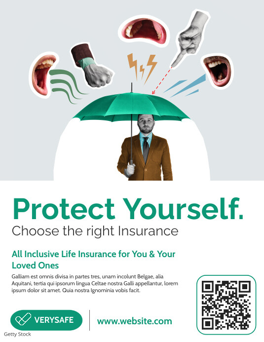 Witty Insurance Posts minimal modern funny insurance flyer green an Template | PosterMyWall