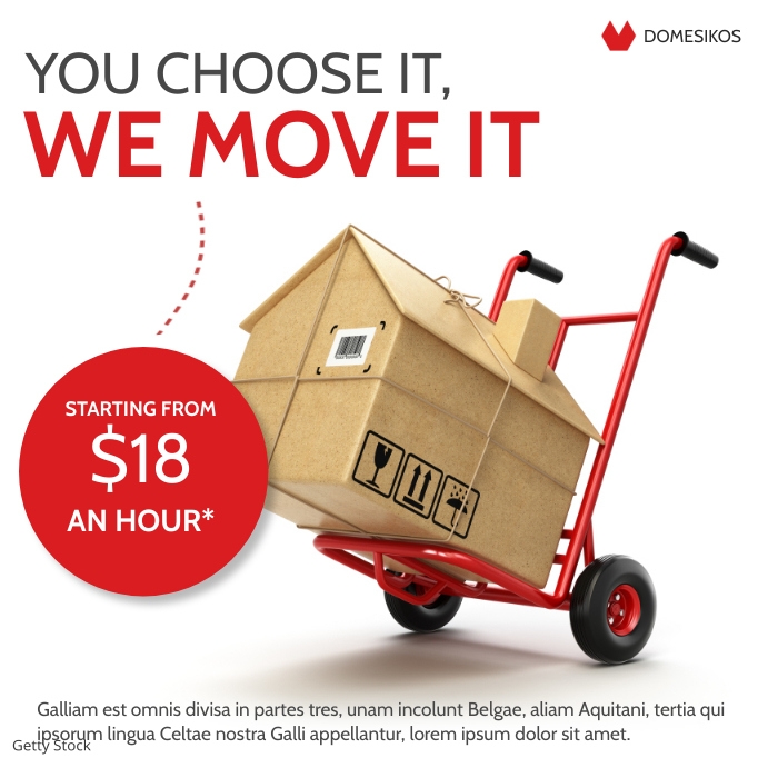 Red Moving Advertisement minimal modern movers company business advert Template | PosterMyWall