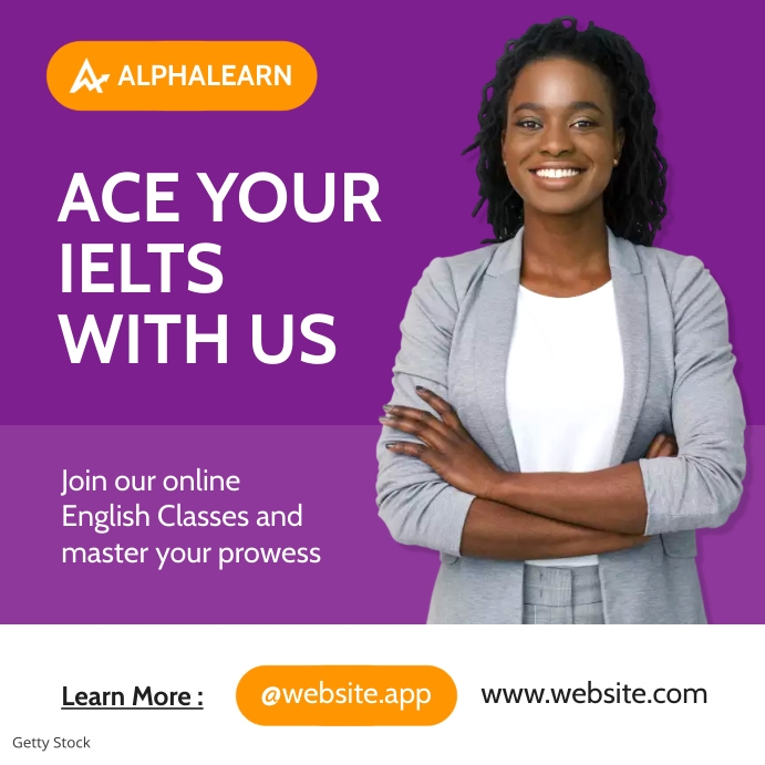 minimal purple background ielts english lesso Template | PosterMyWall