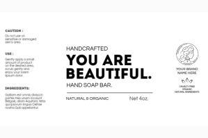 สีขาว Handcrafted Soap Label Label Template