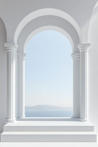 Minimal White Classical Archway Background Poster template