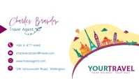 Minimal white travel agent business card template