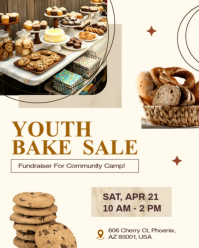 Minimalist "Youth Bake Sale" Fundraiser & Community Event Flyer Template Instagram Portrait