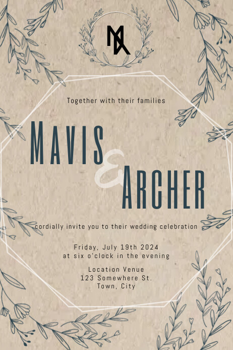 Ivitatio Minimalist and Vintage-Like Wedding Invitatio Template | PosterMyWall