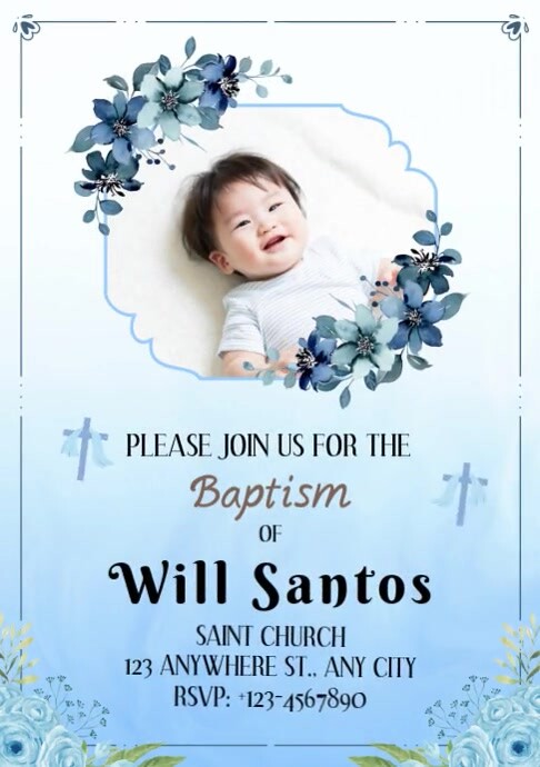 Minimalist Baptism Invitation A4 template