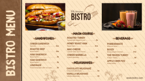 Minimalist Bistro Menu Deisgn Digital Display (16:9) template