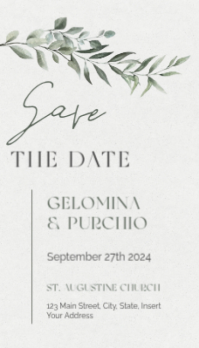 Minimalist Botanical Save the Date Story - Elegant Watercolor Wedding Invite template