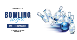 Minimalist Bowling Night Game Ad Anuncio de Facebook template