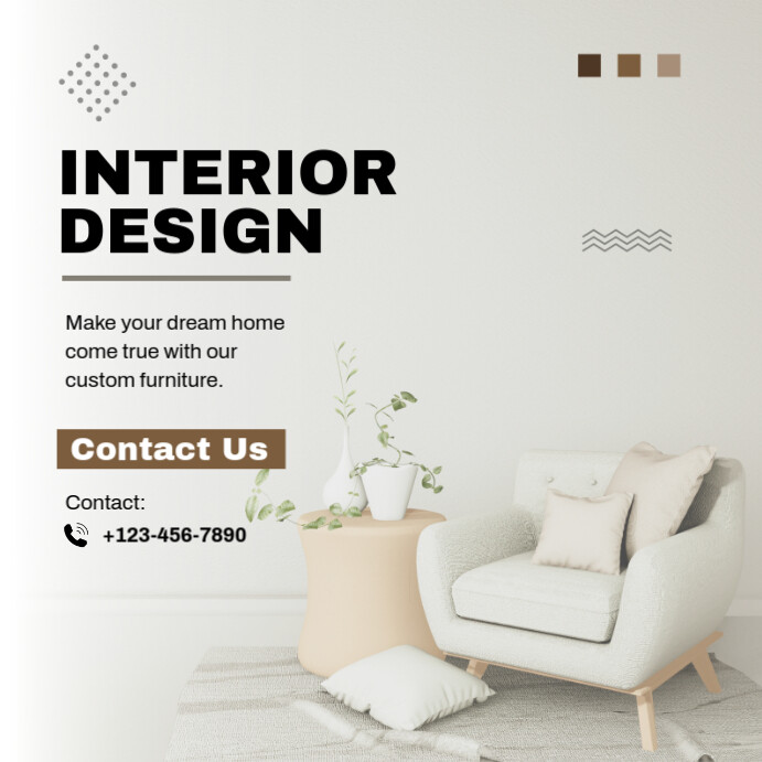 minimalist brown interior design instagram post Template | PosterMyWall