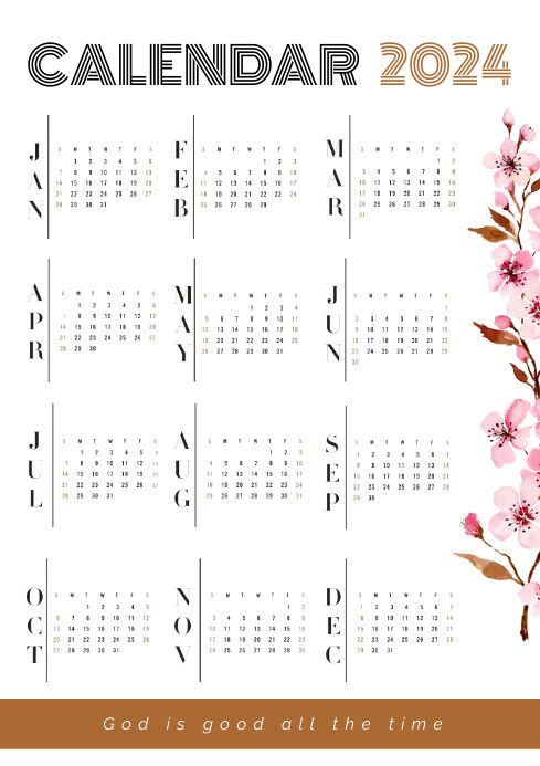minimalist calendar template with flowers | PosterMyWall