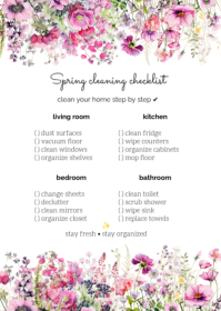 Minimalist Cleaning Checklist Printable Home Cleaning List Template A6