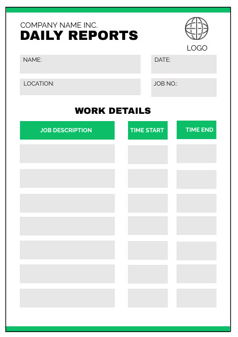 Minimalist Daily Job Report Template | PosterMyWall