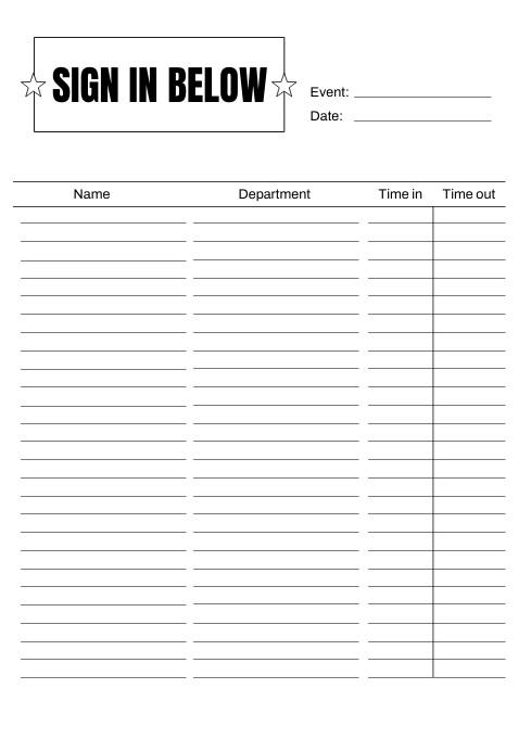Minimalist Daily Sign In Sheet or Log Planner Template | PosterMyWall
