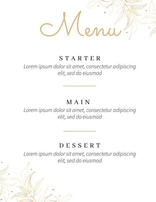 Copy of Minimalist elegant classy menu | PosterMyWall