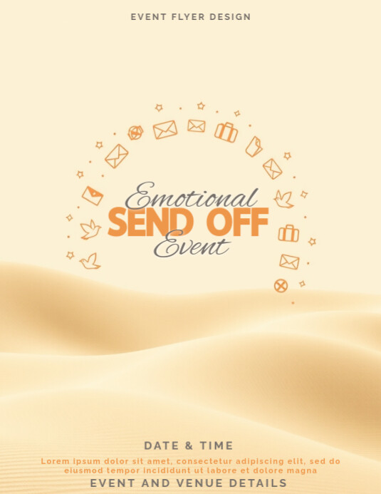 Minimalist Emotional Send-Off Event Flyer with Desert Wave Texture Pamflet (VSA Brief) template