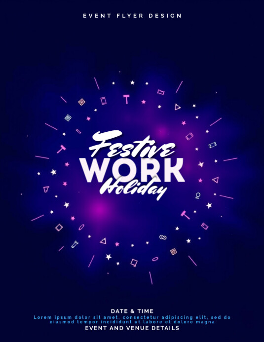 Minimalist Festive Work Holiday Flyer with Neon Galaxy Texture Folheto (US Letter) template