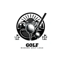 Minimalist golf logo Logótipo template