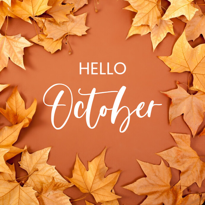 Minimalist Hello October Instagram Post Template | PosterMyWall