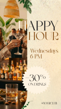 Minimalist Luxury Happy Hour Story - Elegant Cocktail & Bar Menu Instagram story promo Instagram-Story template