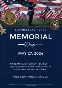 Minimalist Memorial day celebration A5 flyer template