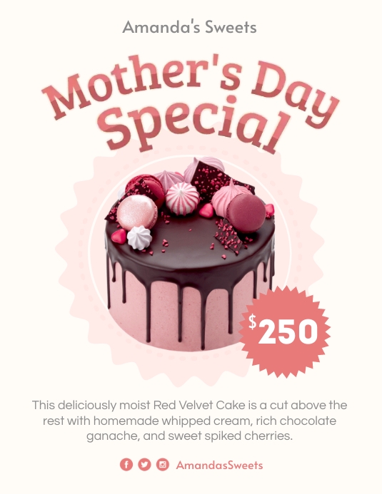 Minimalist Mother's Day Product Feature Menu Flyer (US Letter) template