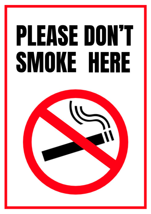 minimalist red and white no smoking sign poster A4 template