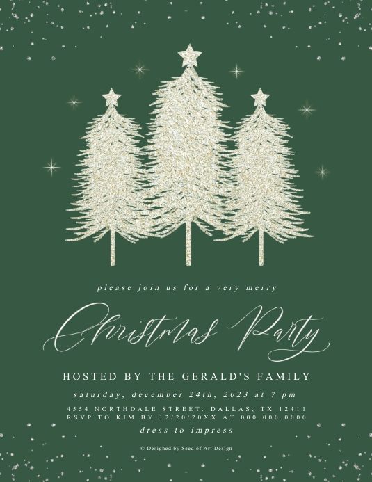 Minimalist Sage Christmas Party Invitation Template | PosterMyWall Minimalist Sage Christmas Party Invitation Template | PosterMyWall