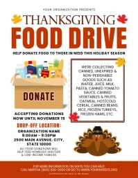 Minimalist Thanksgiving Food Drive Charity Fundraiser Turkey Flyer template