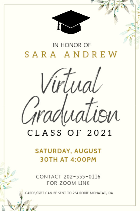 Minimalist virtual graduation invitation bann Template | PosterMyWall