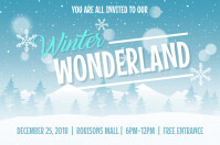 Winter Onederland Silver Glitter Blue 1st Birthday Invitation