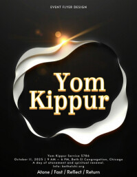 Minimalist Yom Kippur Flyer Template with Shofar and Paper Cut Art