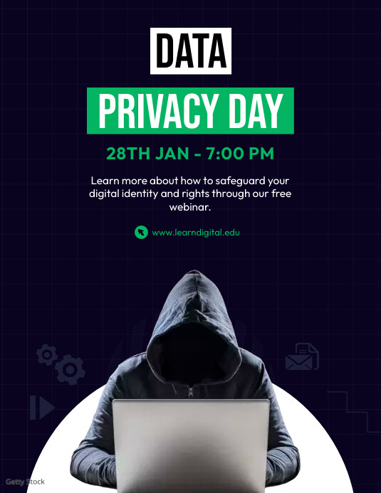 Minimalistic Data Privacy Day Webinar Poster Template | PosterMyWall