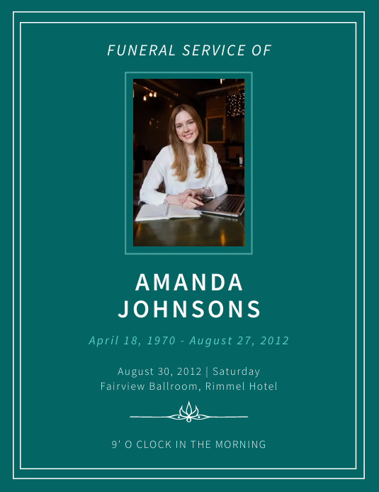 Copy of Minimalistic obituary flyer template PosterMyWall