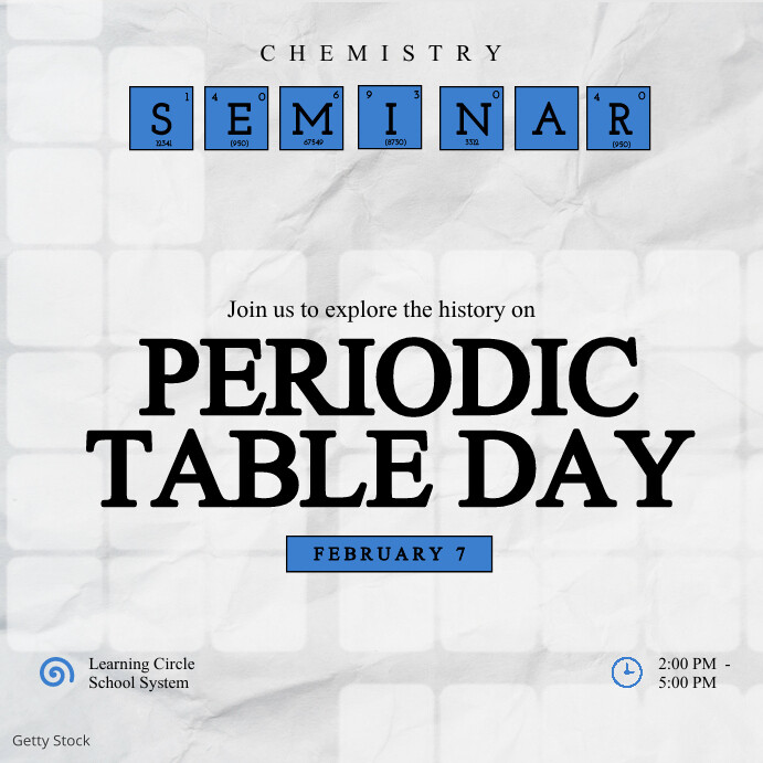 Minimalistic Periodic Table Day Post Quadrat (1:1) template