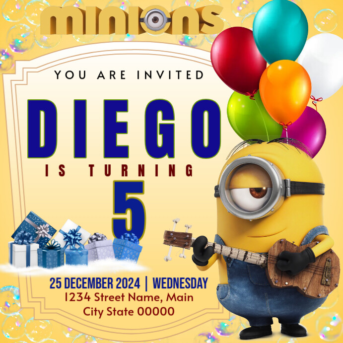 Minion Posts Copy of Minions Birthday Instagram Post | PosterMyWall