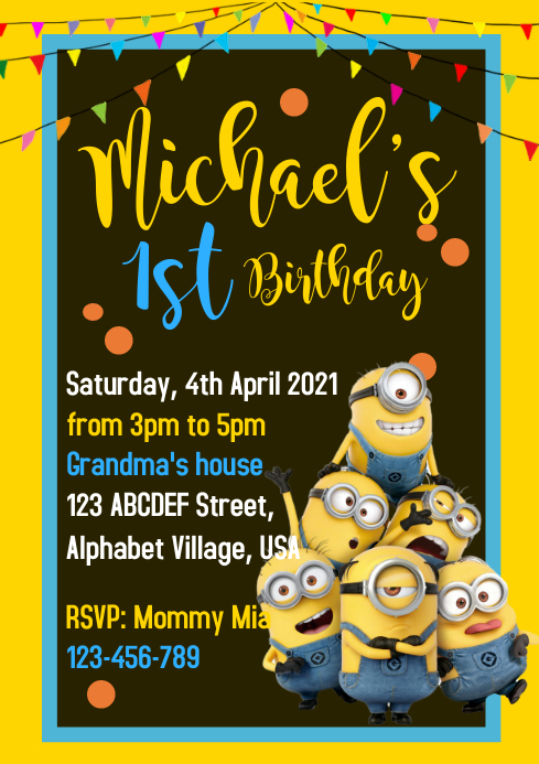 Modele Minions Anniversaire Invitation Postermywall Modele Minions Anniversaire Invitation Postermywall