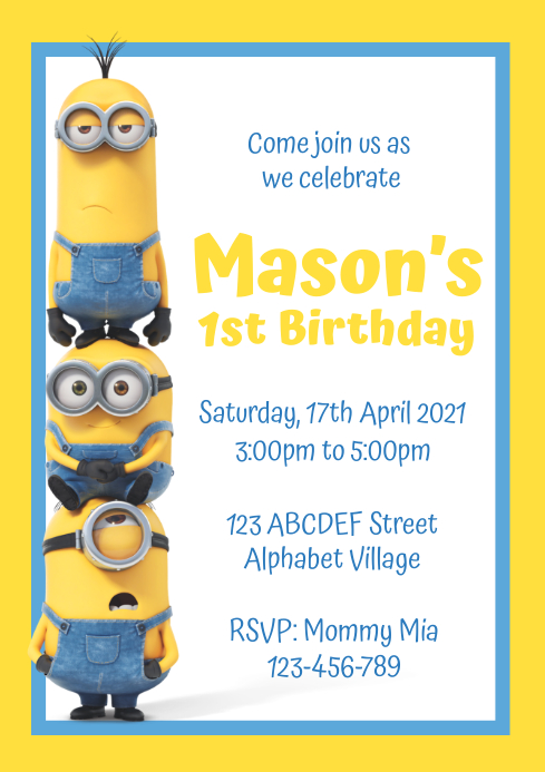 Modele Minions Anniversaire Invitation Postermywall Modele Minions Anniversaire Invitation Postermywall