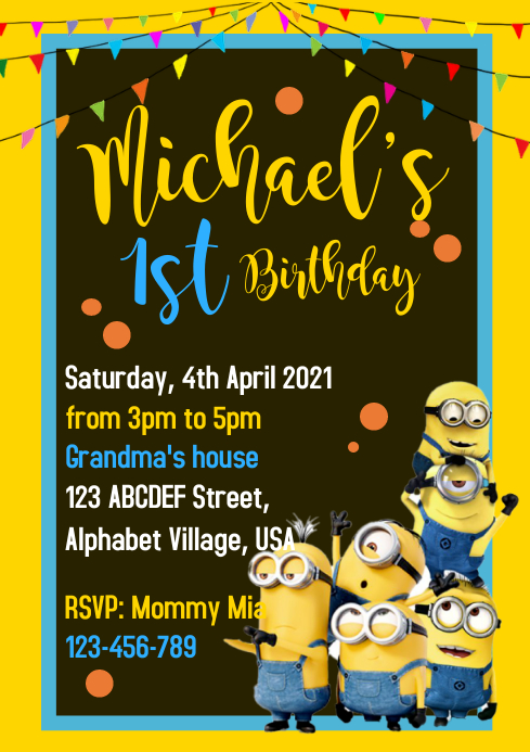 Modele Minions Anniversaire Invitation Postermywall Modele Minions Anniversaire Invitation Postermywall