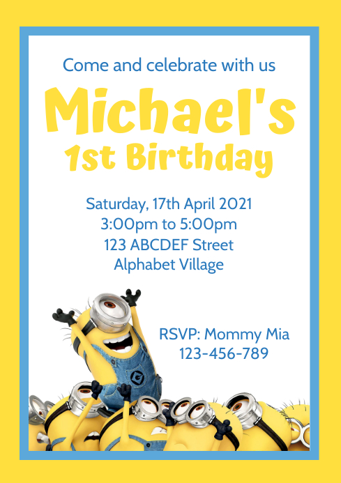 Modele Minions Anniversaire Invitation Postermywall Modele Minions Anniversaire Invitation Postermywall