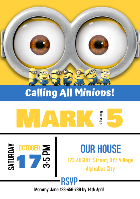 Modele Minions Anniversaire Invitation Postermywall
