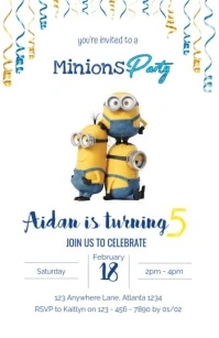 Minions Birthday Invitation Media Página Ancho template
