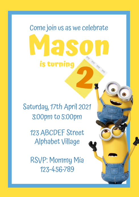 Modele Minions Anniversaire Invitation Postermywall Modele Minions Anniversaire Invitation Postermywall