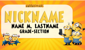 Yellow Minions Themed Name Tag Etykietka doczepna Template